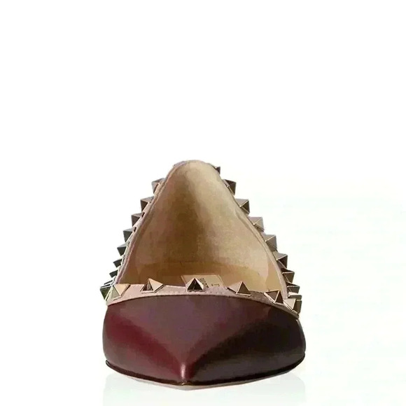 VALENTINO GARAVANI Rockstud Calfskin Leather Pointed Ballet Flats - Picture 8 of 16